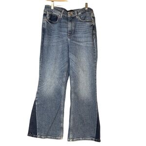 NEW! Massimo Dutti Blue Flare Bell Bottom 24” Length Cropped Capri Size 6, 26” W